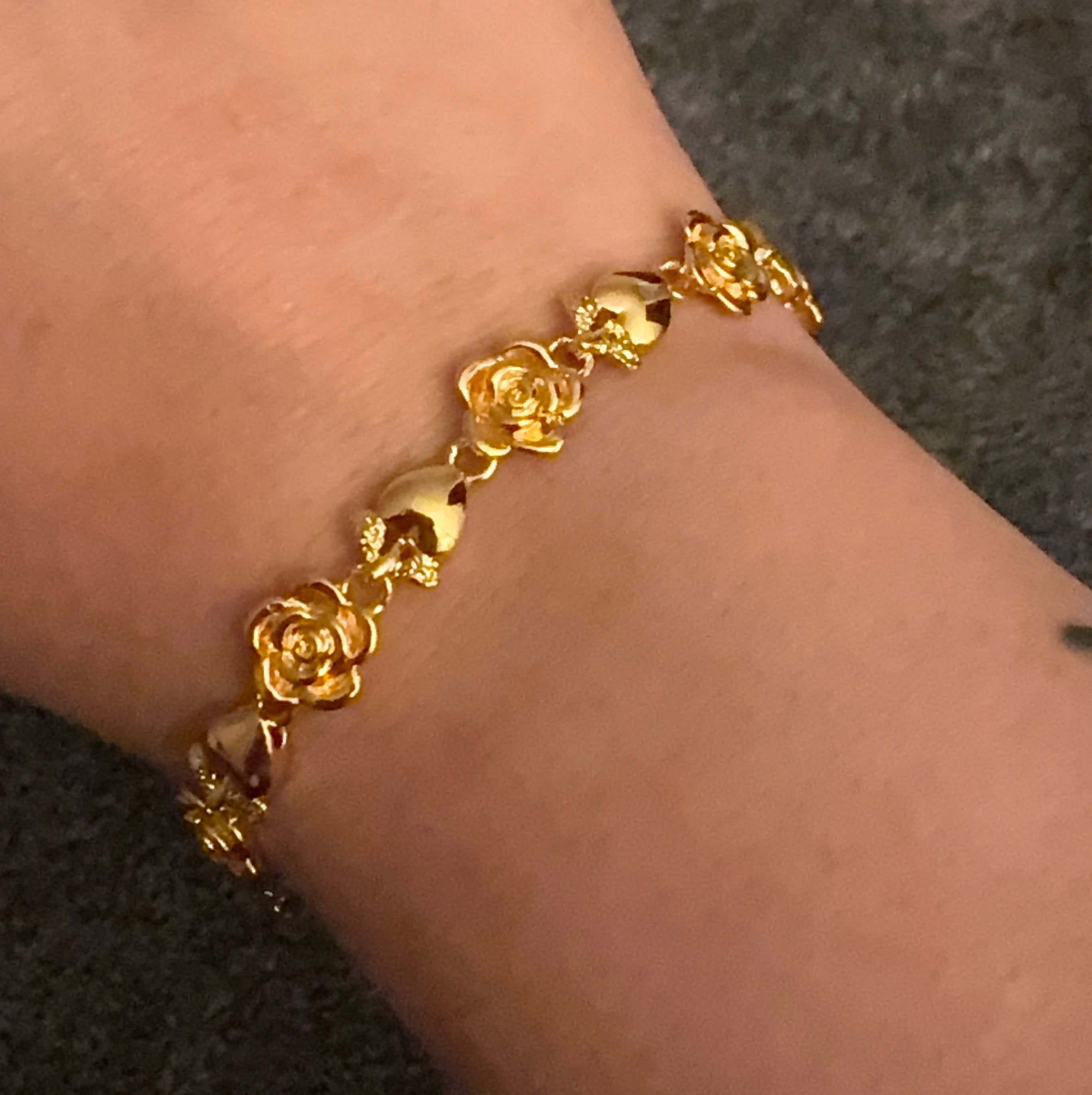 24K FLOWER & HEART BRACELET